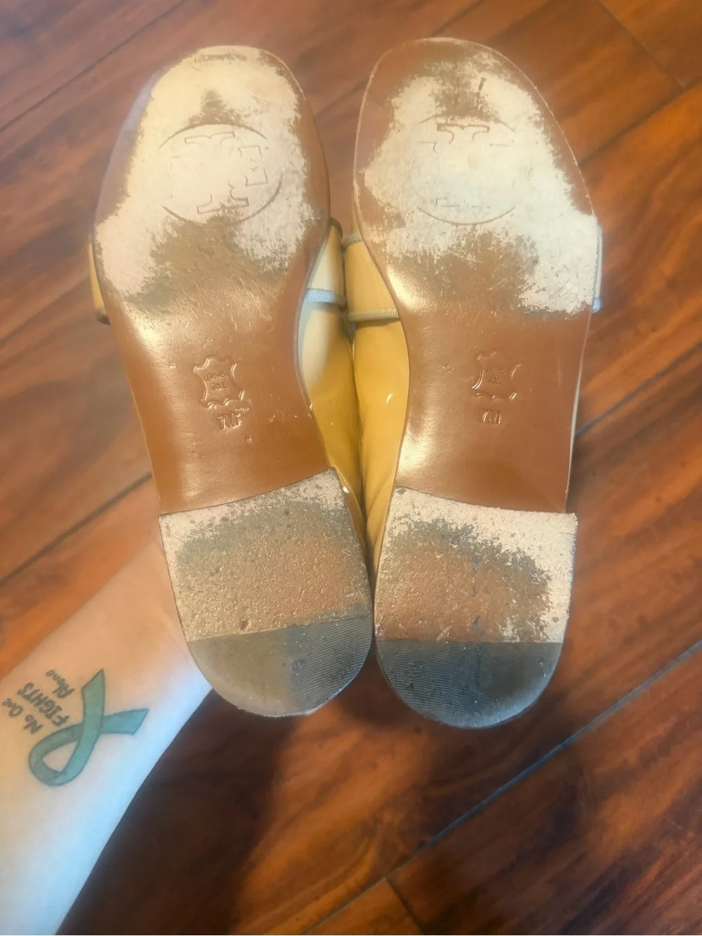 Tory Burch Beige Patent Leather Penny Loafers